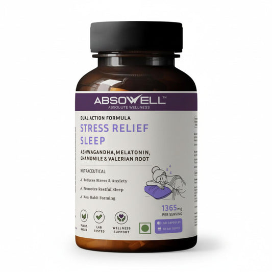 Absowell Stress Relief Sleep – Natural Sleep Aid with Ashwagandha, Melatonin & L-Theanine Absowell