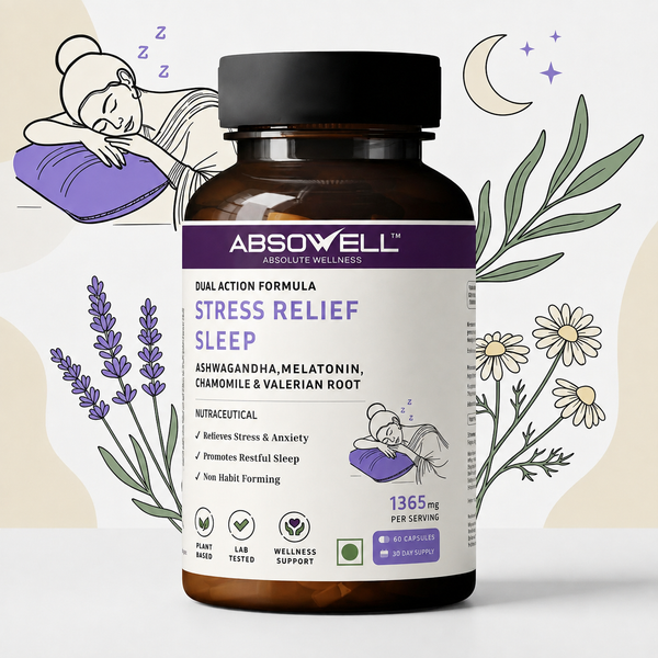 Absowell Stress Relief and Sleep Aid Capsules with Ashwagandha Melatonin and L-Theanine