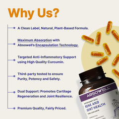 Bone & Joint Health: Curcumin Capsules | 30-Day Supply | Anti-Inflammatory Diet Support | Enhanced Absorption with Encapsulation Technology | Natural Joint Support