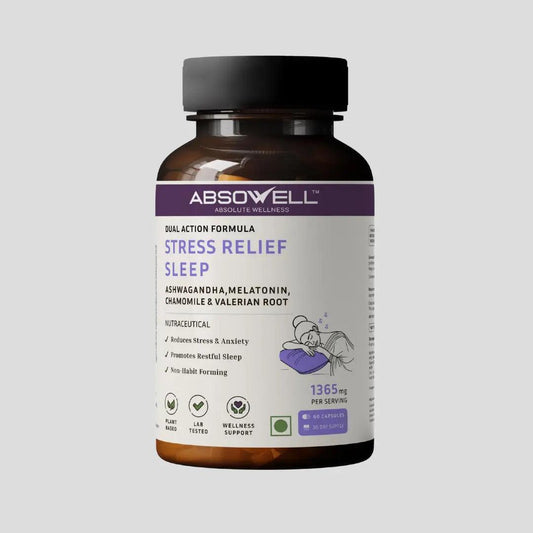 Absowell Stress Relief Sleep – Natural Sleep Aid with Ashwagandha, Melatonin & L-Theanine Absowell