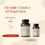 Two Absowell supplement bottles with promotional text on a beige background
