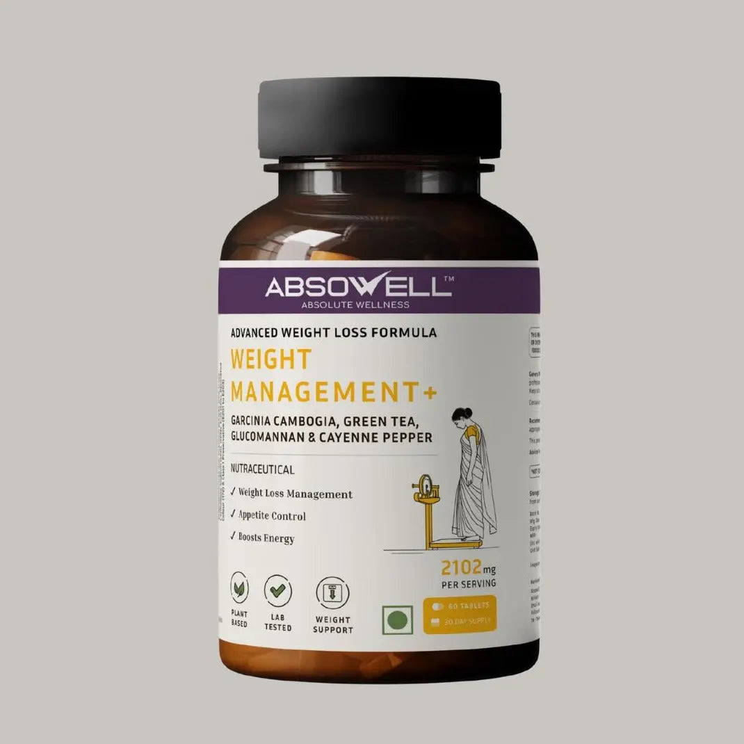 Absowell weight management supplement bottle on a gray background
