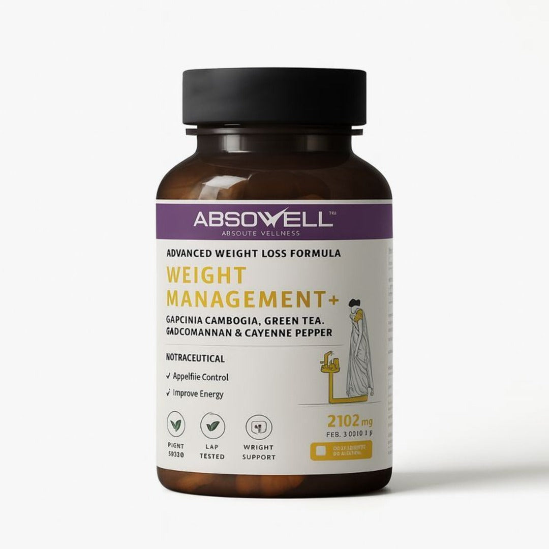 Absowell Weight Management – Natural Fat Metabolism Support, With Garcinia Cambogia, Glucomannan & Ashwagandha Absowell