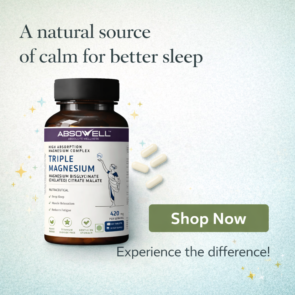 Triple Magnesium Complex for Sleep, Calm & Muscle Recovery | Magnesium Glycinate, Citrate & Malate | Absowell Absowell