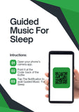 Guided Music For Sleep packaging with QR code and smartphone instructions