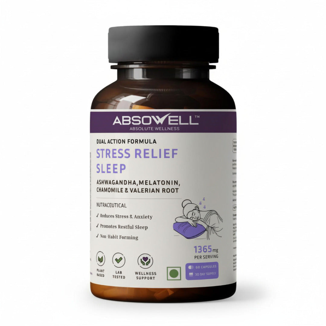 Absowell Stress Relief Sleep – Natural Sleep Aid with Ashwagandha, Melatonin & L-Theanine Absowell
