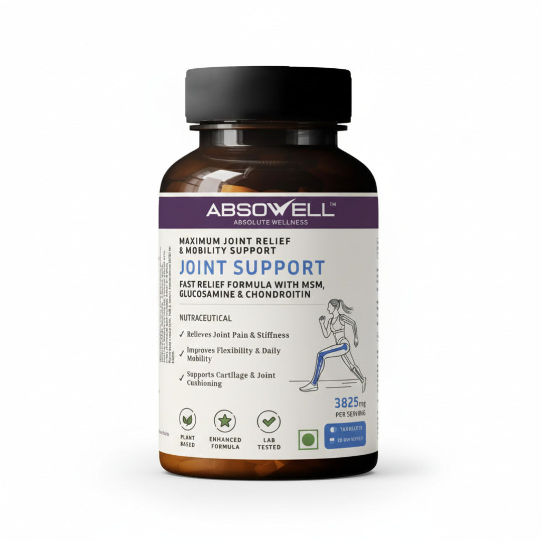Absowell Joint Support Plant-Based Joint Comfort & Mobility Support with MSM, Glucosamine & Chondroitin NABL Lab Tested Absowell